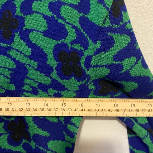 Zara Womens Blue and Green Button Up Floral Jacquard V- Neck Cardigan Small - Picture 7 of 7